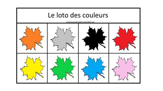 loto des feuilles d'automne apprentissage des couleurs