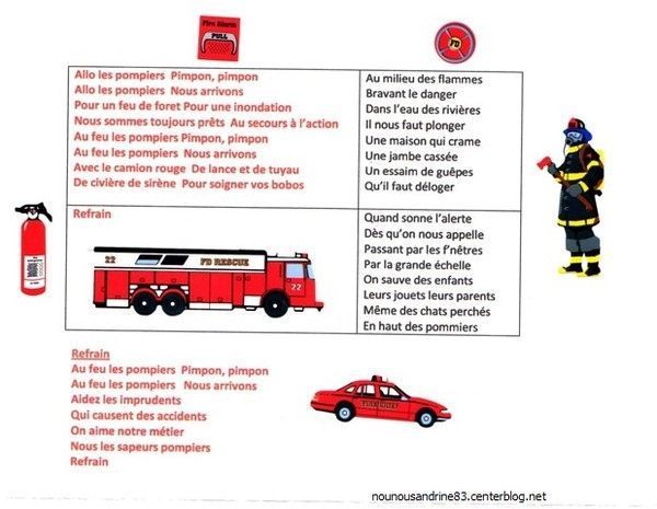 Au feu les pompiers. Une comptine chanson pour enfant à lire et à