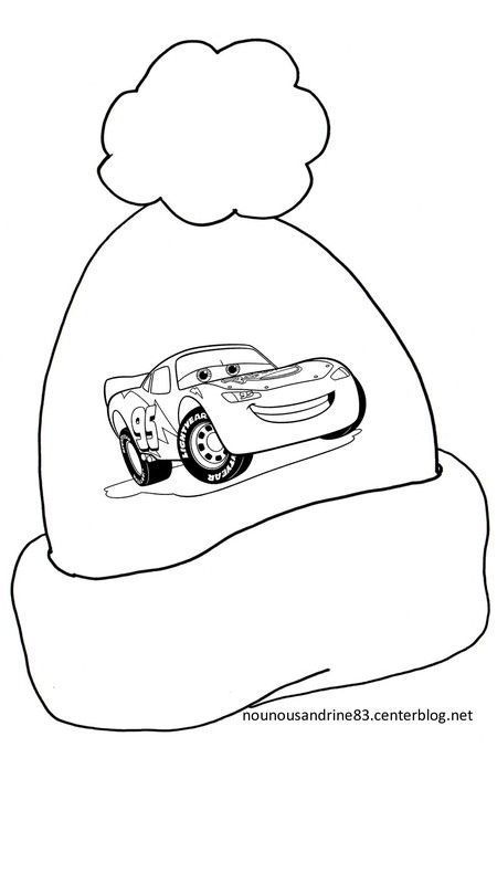 bonnet à colorier cars