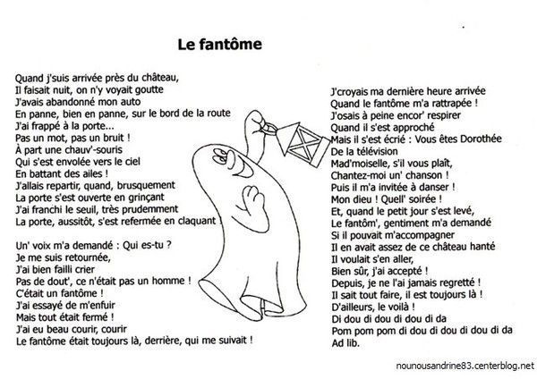 activité manuelle : halloween : chanson : le fantome