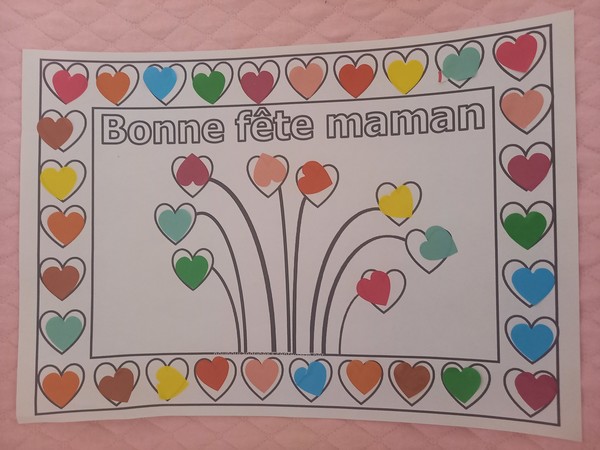 bonne fête maman bouquet de coeurs gommettes