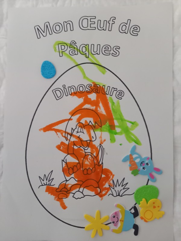 Mon œuf de Pâques avec dinosaure à colorier