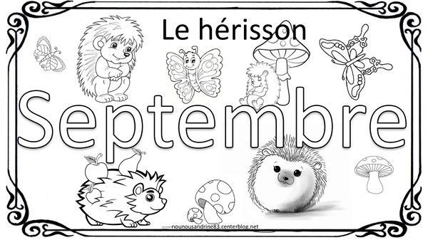 septembre à colorier hérisson