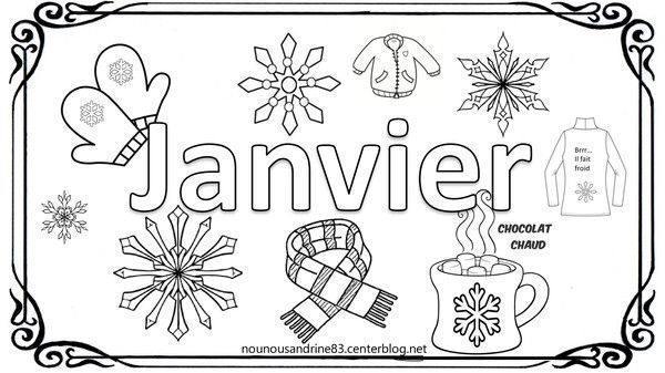 Janvier à colorier gommettes