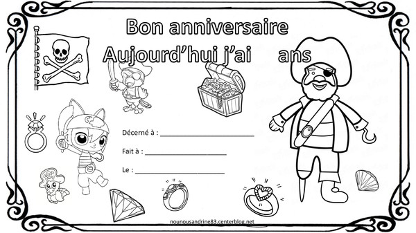 Nappe à Colorier - Pirate pour l'anniversaire de votre enfant - Annikids