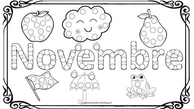 novembre à colorier gommettes 12 mois