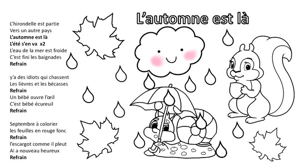 comptine automne à colorier