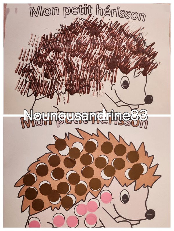 hérisson d'automne à colorier gommettes