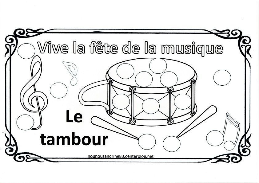 Fête de la musique à colorier gommettes