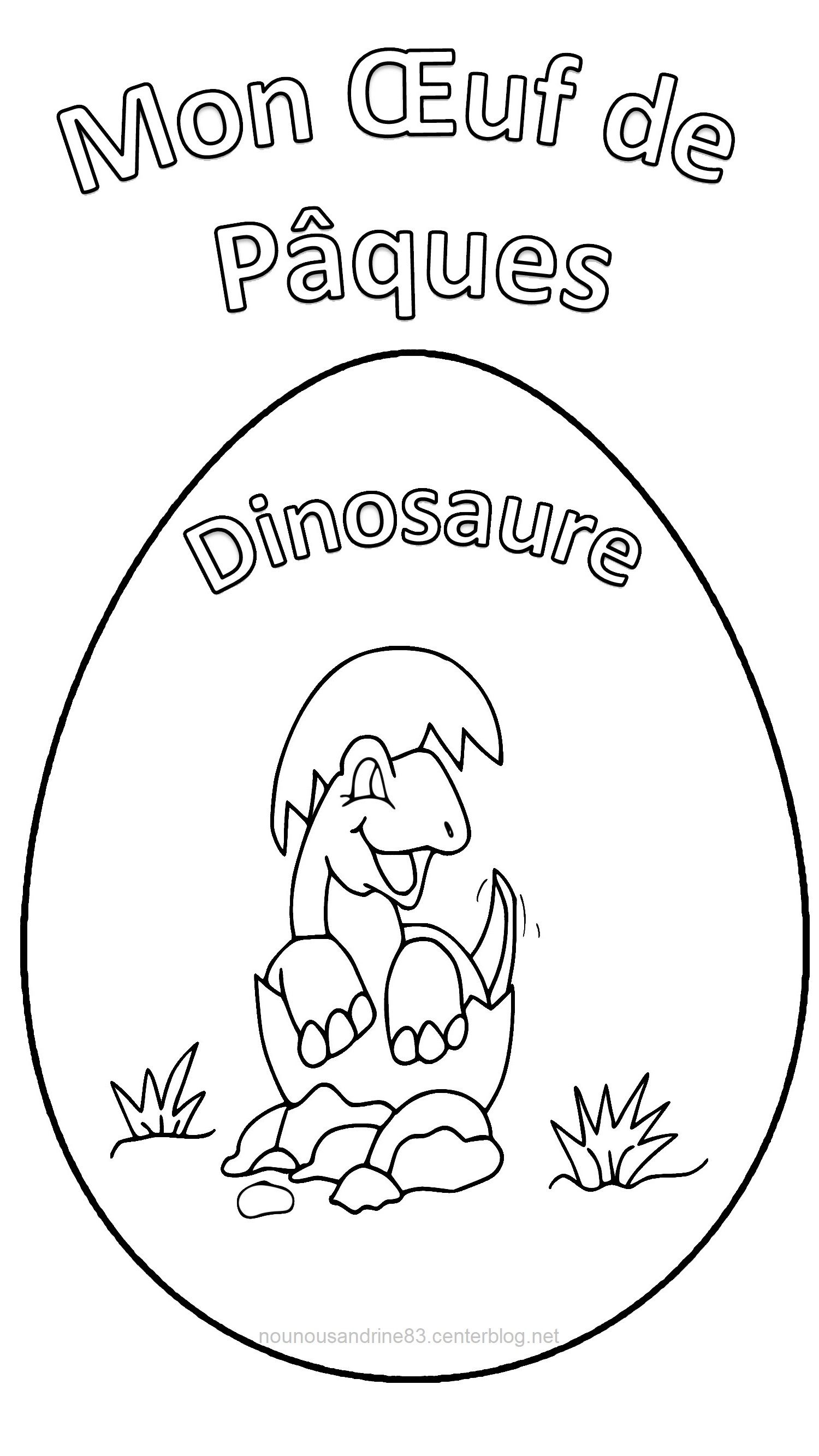 Mon œuf de Pâques avec dinosaure à colorier