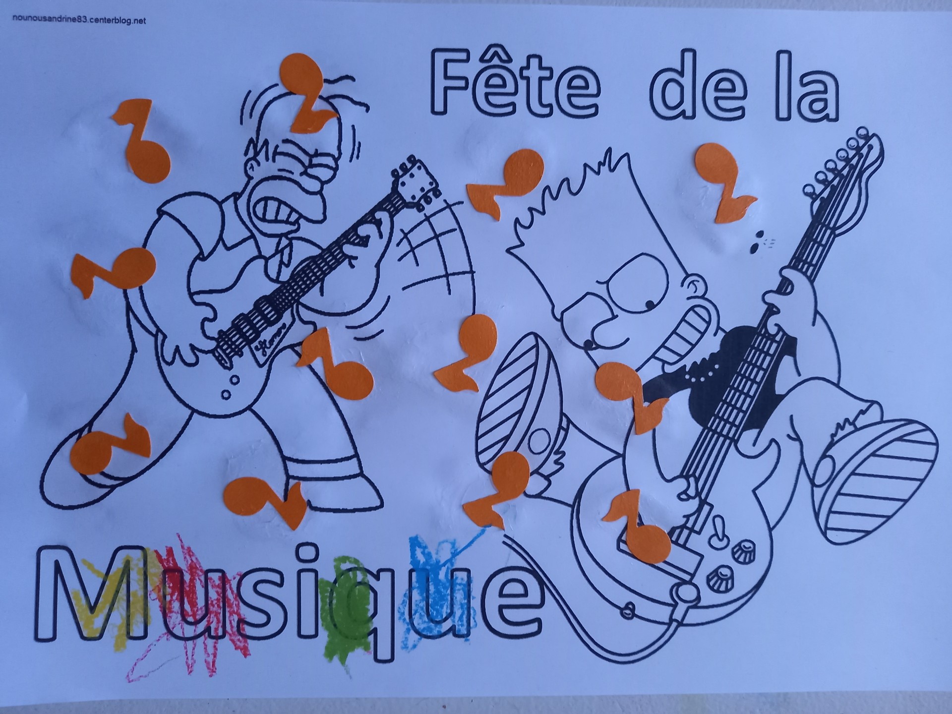 fête de la musique coloriage gommettes