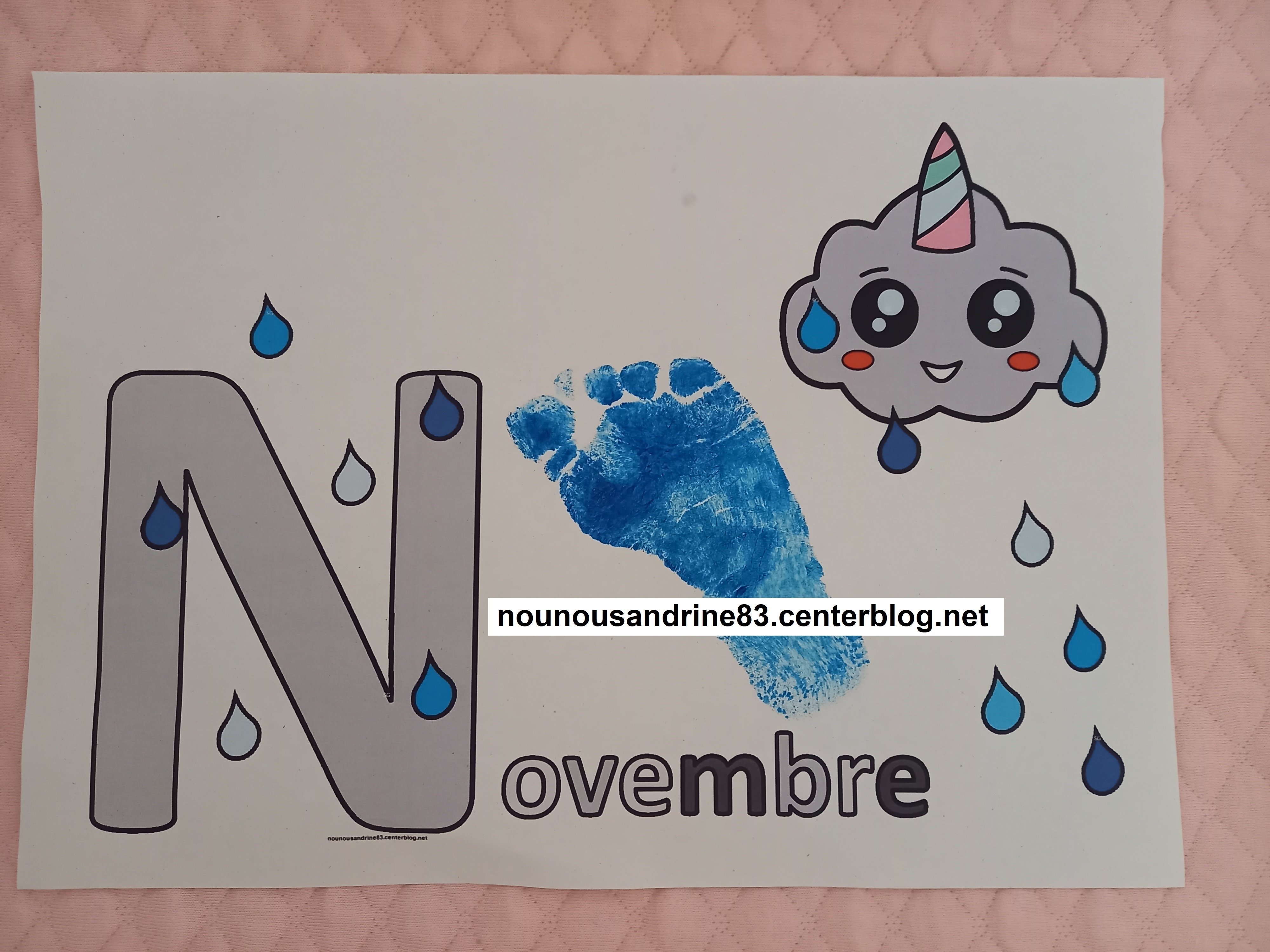 novembre à colorier empreinte main pied