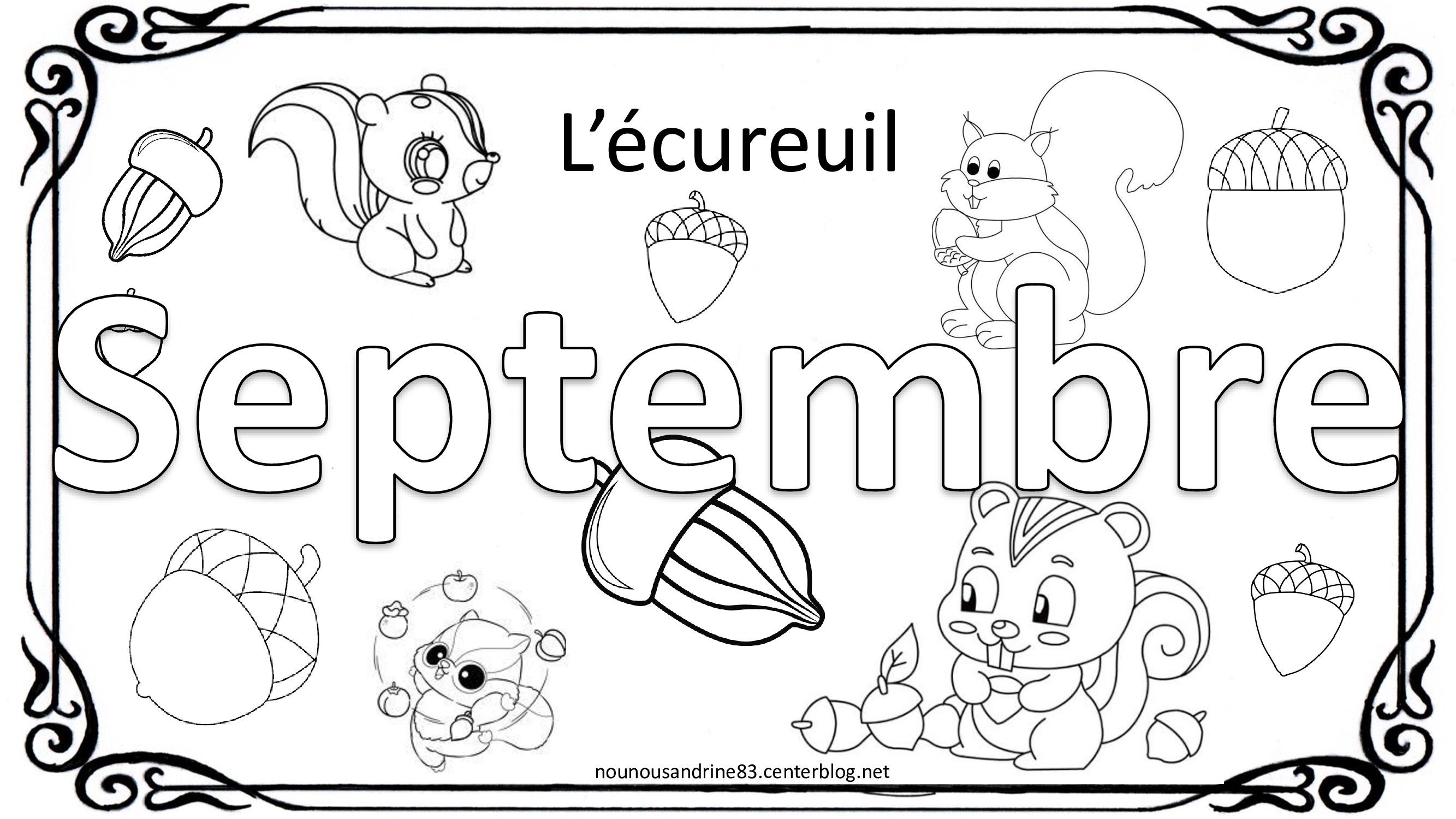 septembre à colorier écureuil