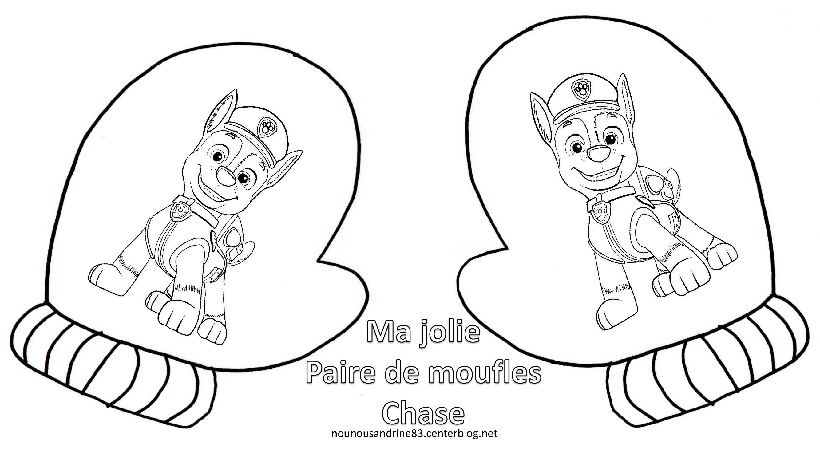moufles Chase pat patrouille à colorier