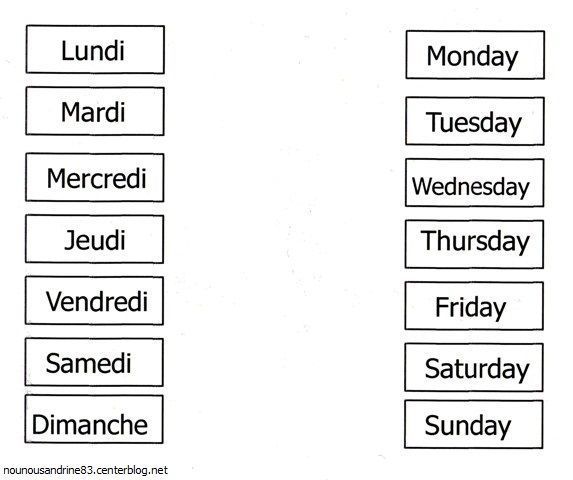 Activité Manuelle : Les Jours De La Semaine