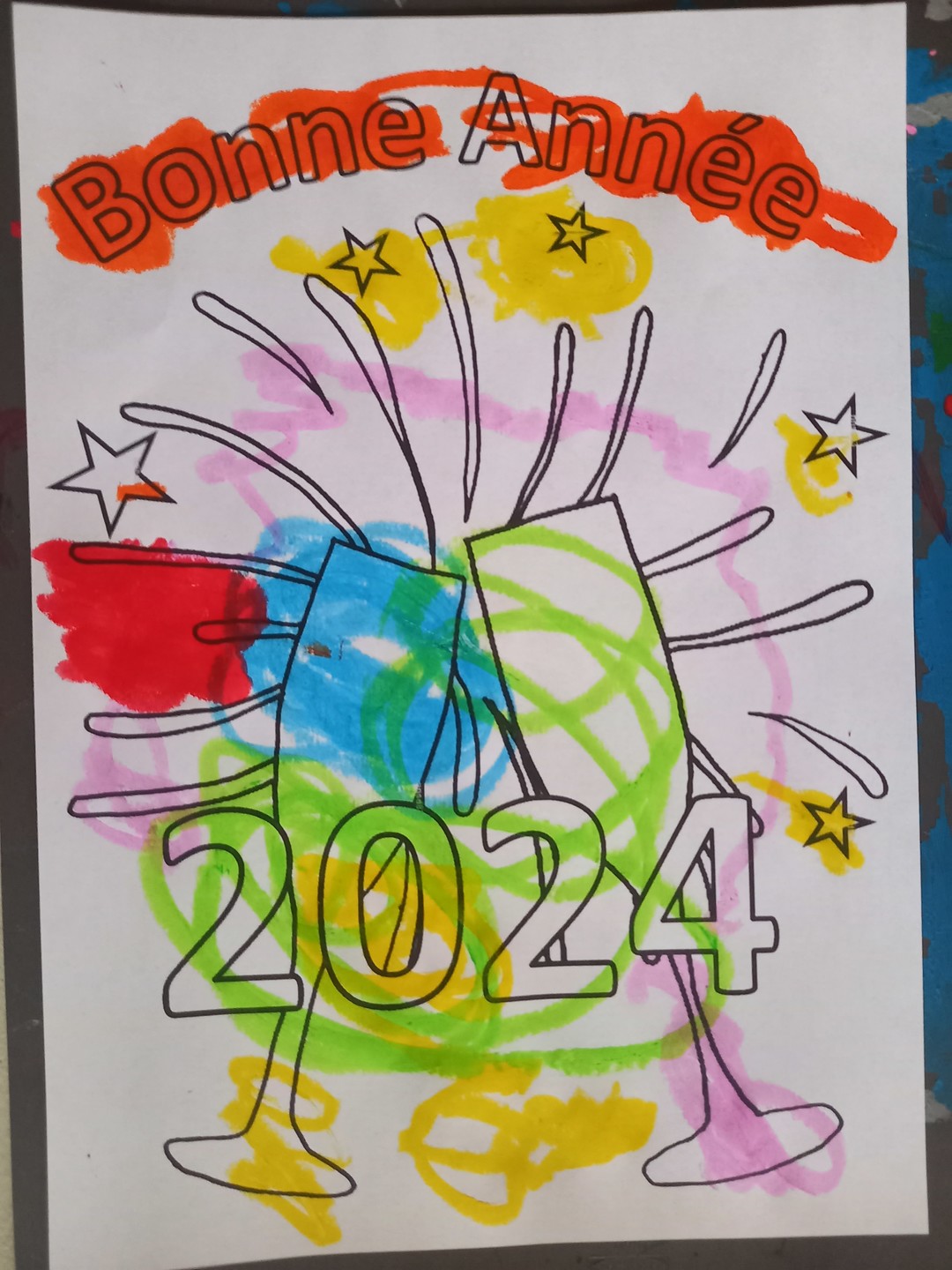 Bonne Année 2024 à colorier