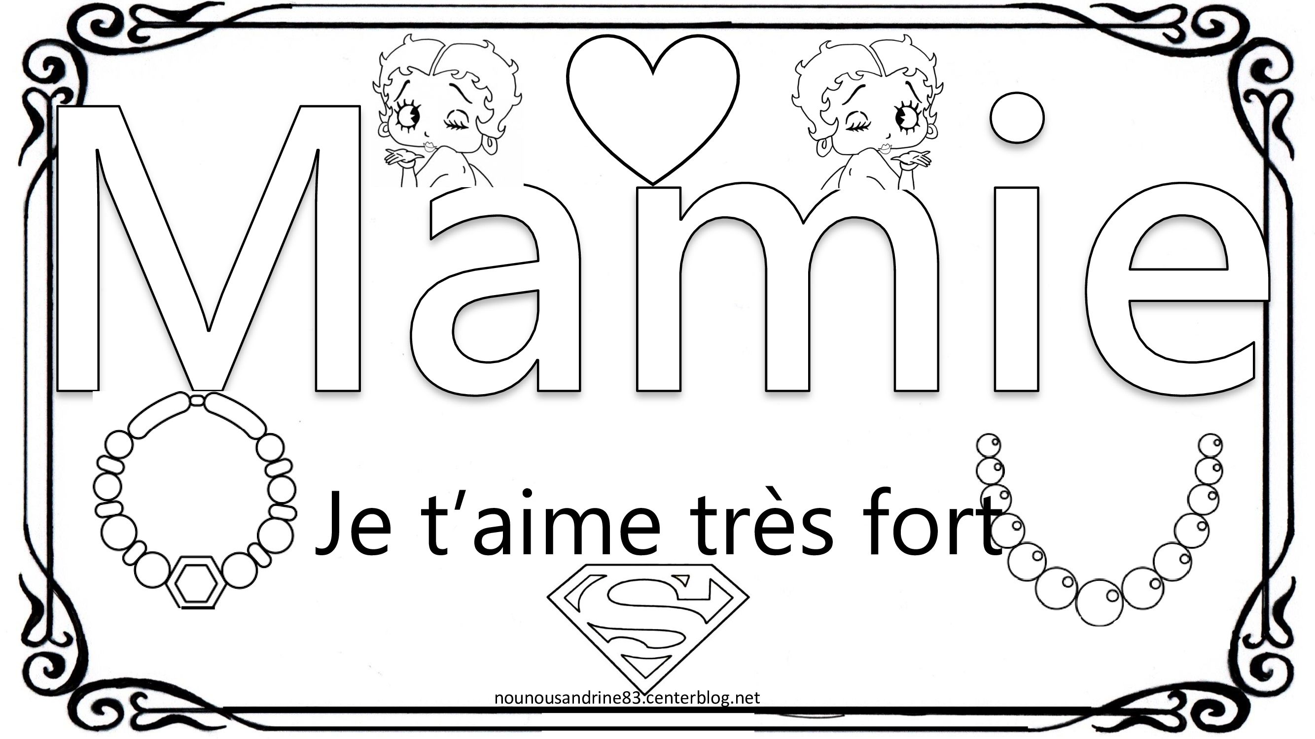 affiche à colorier pour la fête des grands mères