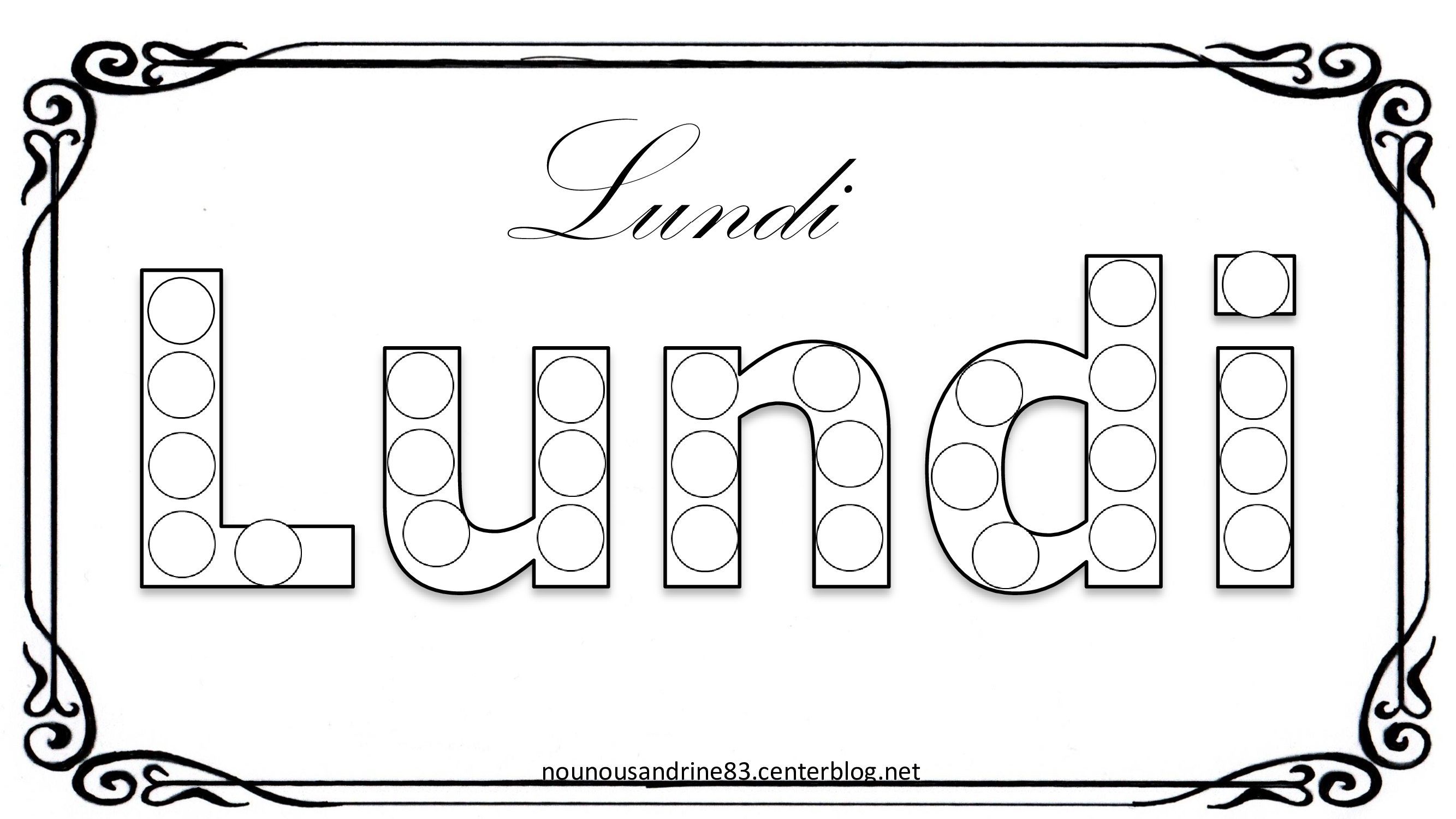 lundi à colorier gommettes