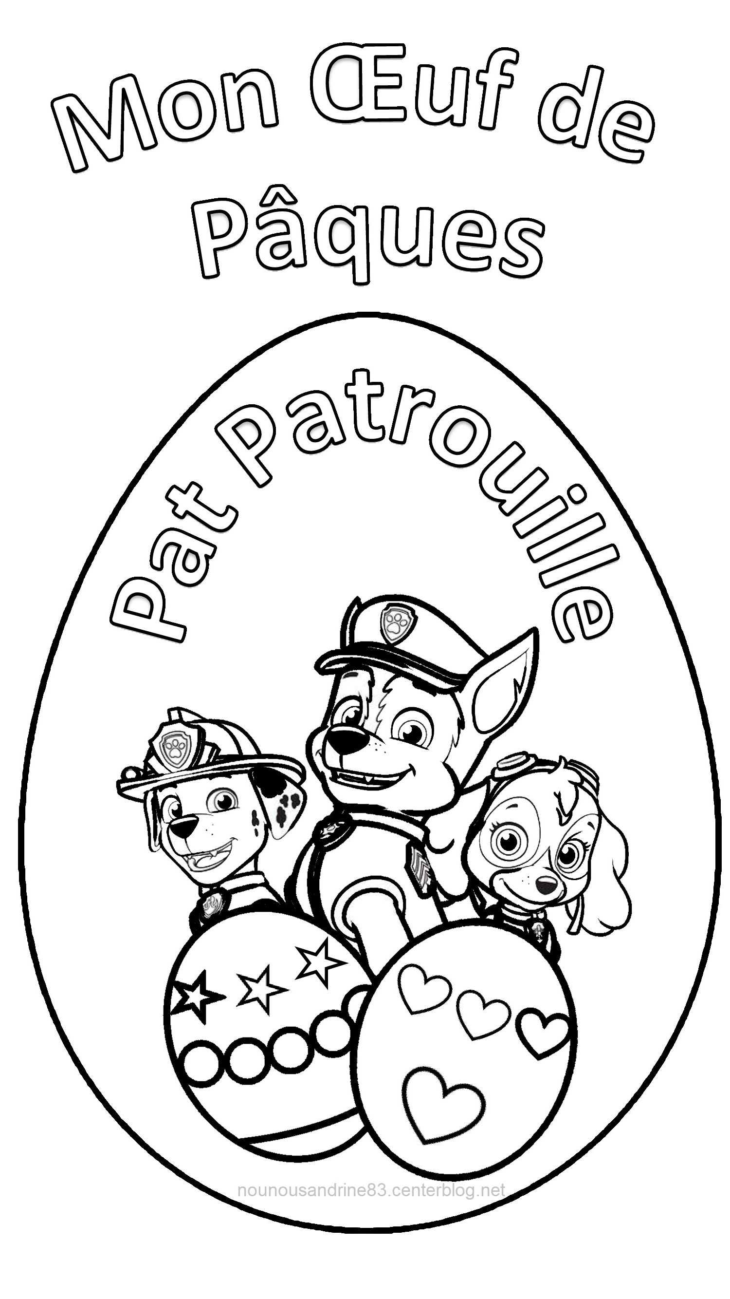 Mon œuf de Pâques avec pat patrouille colorier Pâques