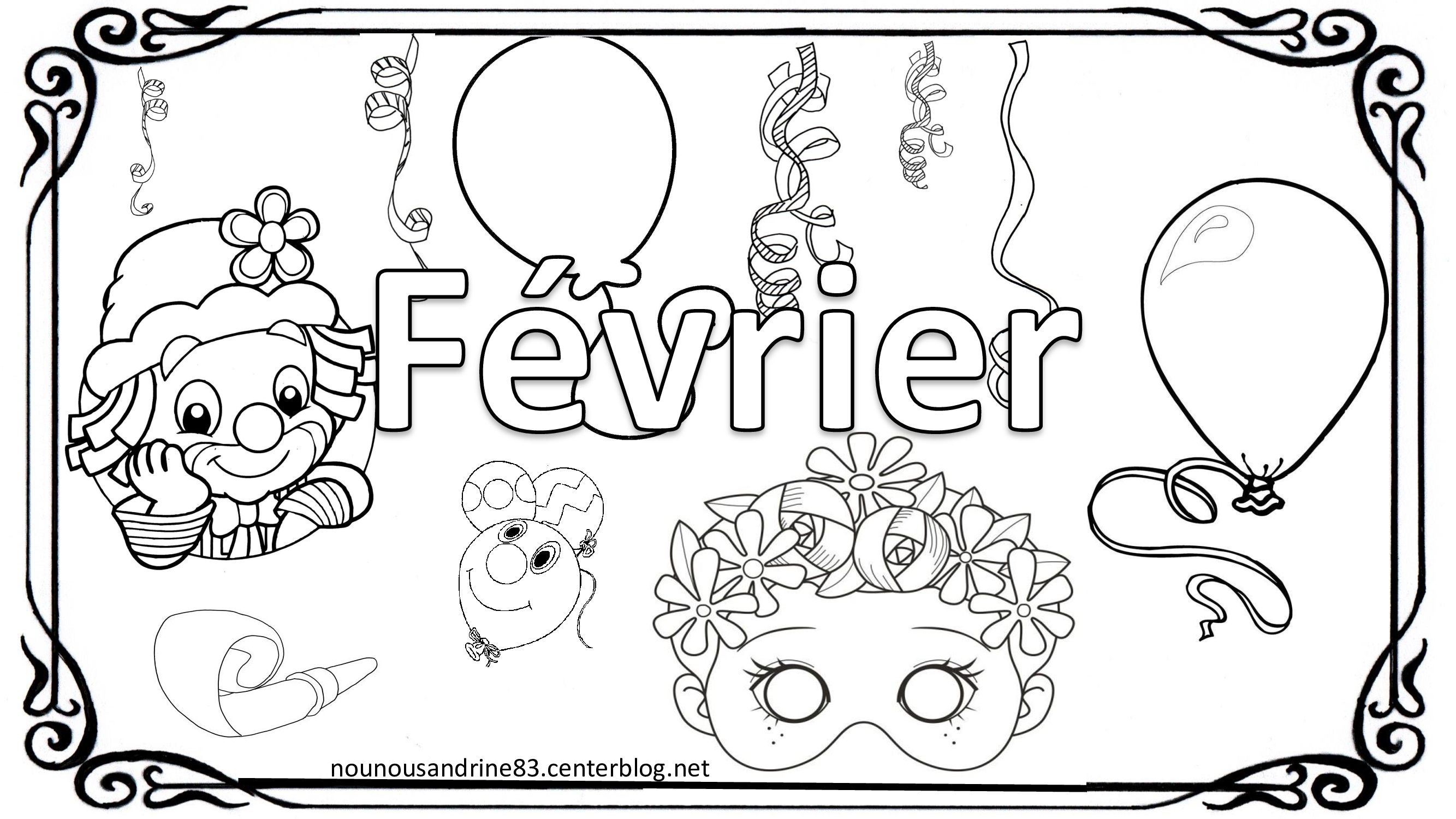 Février à Colorier Gommettes