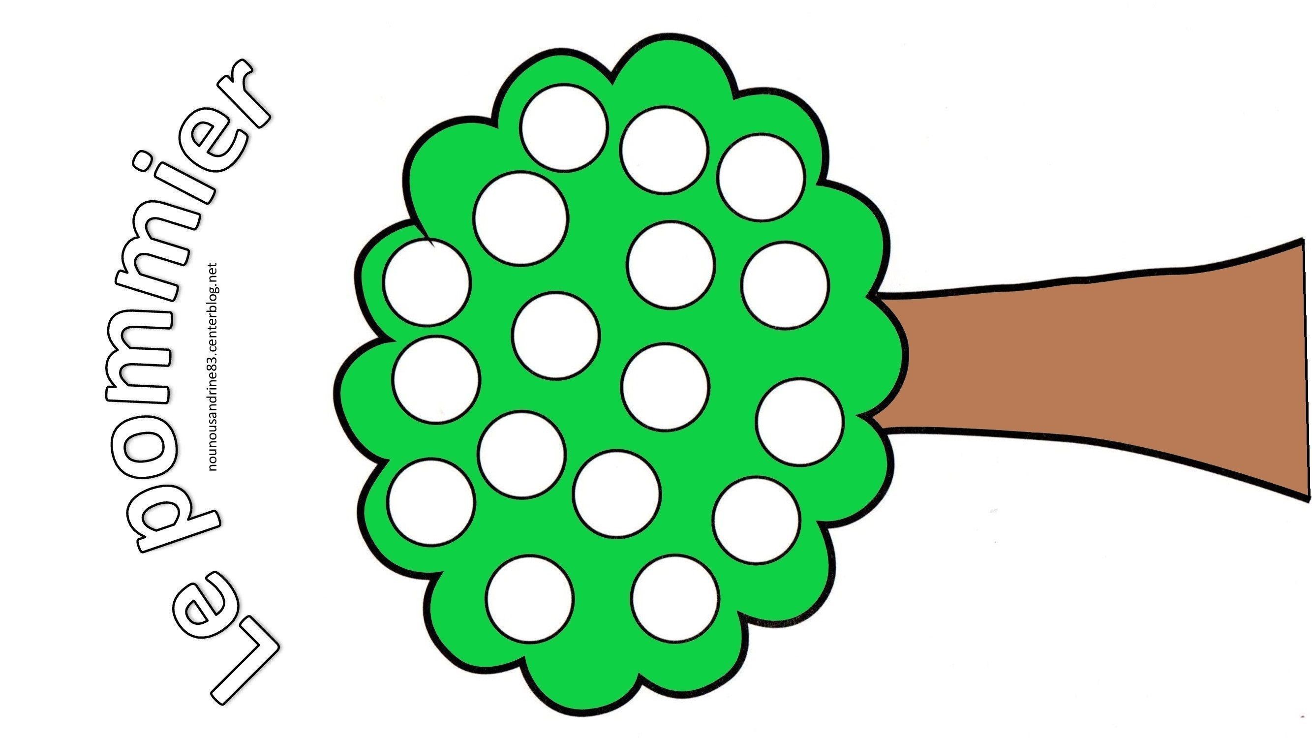 pommier à colorier gommettes ou peinture à doigts