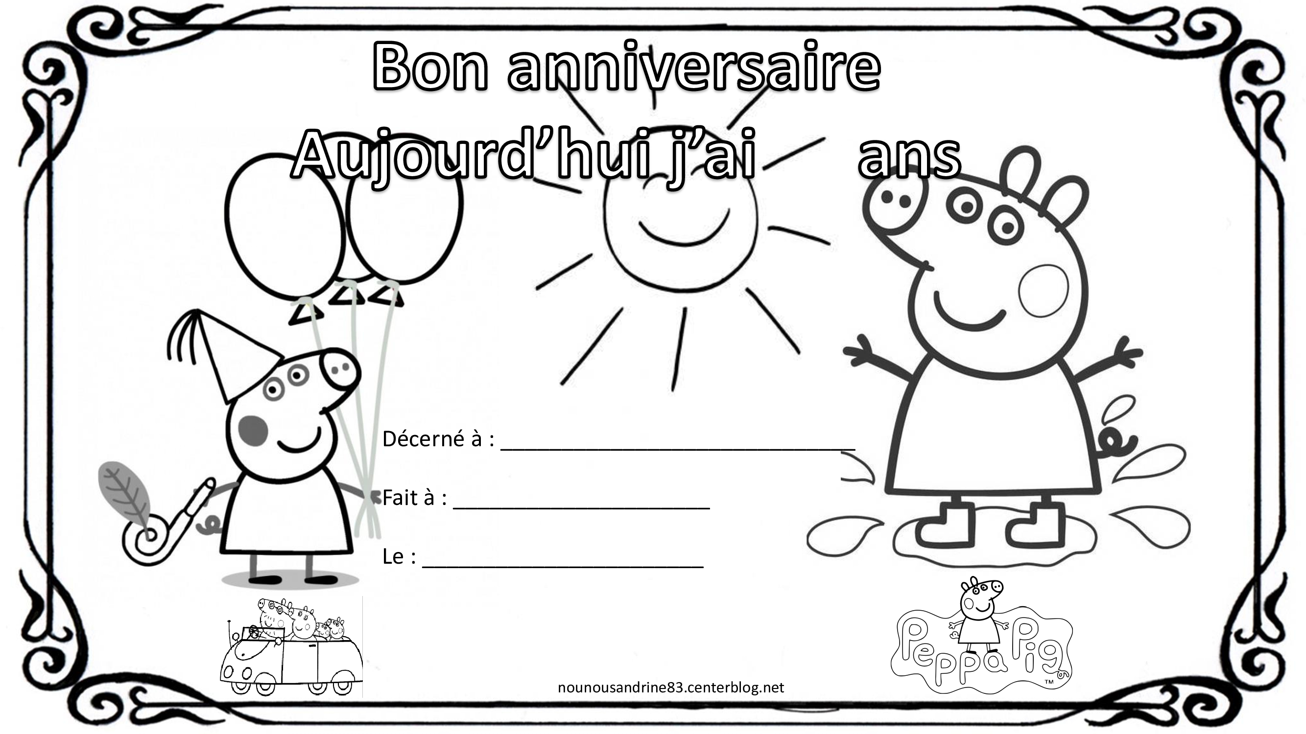 anniversaire à colorier papa pig